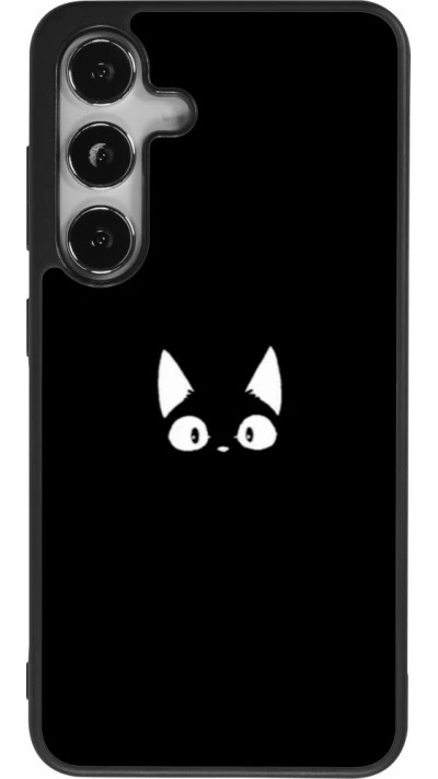 Samsung Galaxy S25 Case Hülle - Silikon schwarz Funny cat on black