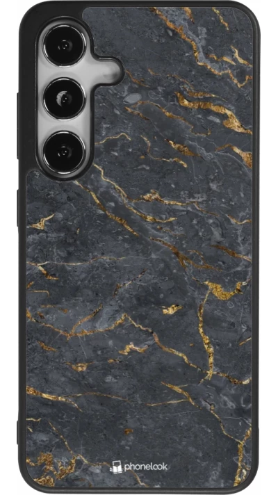 Samsung Galaxy S25 Case Hülle - Silikon schwarz Grey Gold Marble