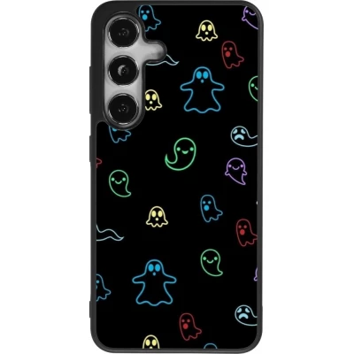 Coque Samsung Galaxy S25 - Silicone rigide noir Halloween 2024 colorful ghosts