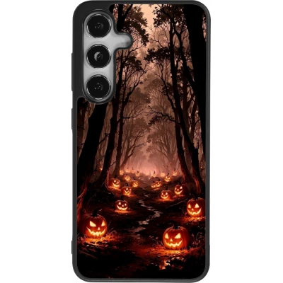 Coque Samsung Galaxy S25 - Silicone rigide noir Halloween 2025 Road of Terrifying Pumpkins