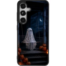 Coque Samsung Galaxy S25 - Silicone rigide noir Halloween 2026 Ghost on a swing