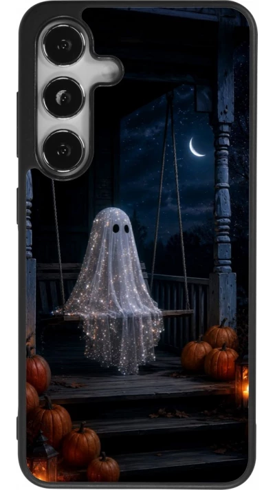 Coque Samsung Galaxy S25 - Silicone rigide noir Halloween 2026 Ghost on a swing