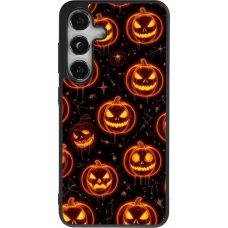 Coque Samsung Galaxy S25 - Silicone rigide noir Halloween 2026 Pattern Pumpkins