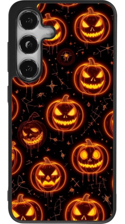 Coque Samsung Galaxy S25 - Silicone rigide noir Halloween 2026 Pattern Pumpkins