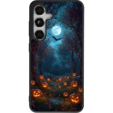 Coque Samsung Galaxy S25 - Silicone rigide noir Halloween 2026 Road of Pumpkins