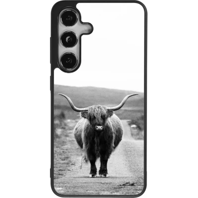 Coque Samsung Galaxy S25 - Silicone rigide noir Highland cattle