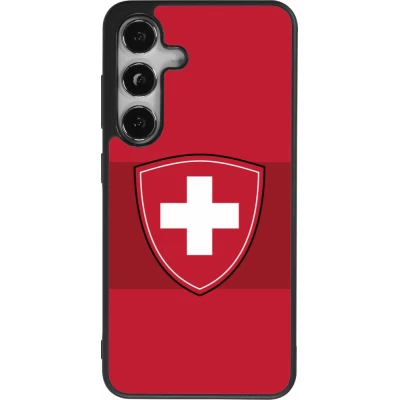 Coque Samsung Galaxy S25 - Silicone rigide noir Hockey World Championship Ecusson Suisse