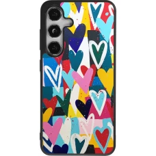Coque Samsung Galaxy S25 - Silicone rigide noir Joyful Hearts