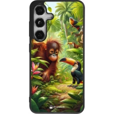 Coque Samsung Galaxy S25 - Silicone rigide noir Jungle Tropicale Tayrona