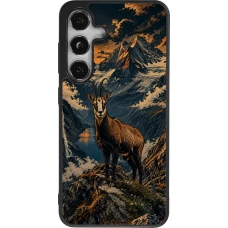 Coque Samsung Galaxy S25 - Silicone rigide noir Linocut Chamois