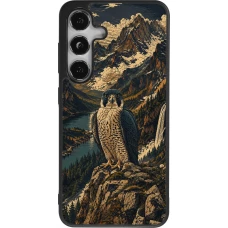Coque Samsung Galaxy S25 - Silicone rigide noir Linocut Faucun pèlerin