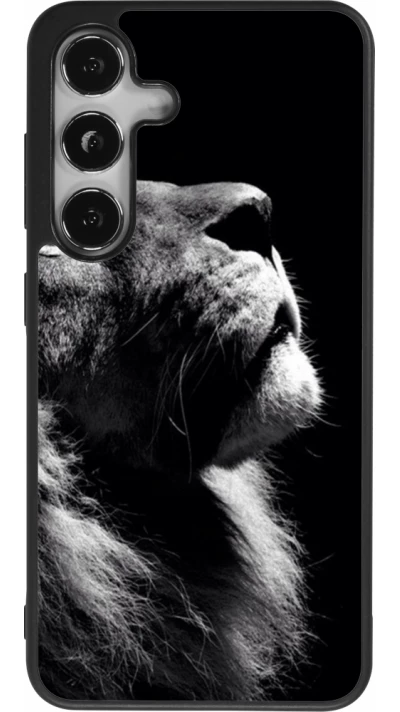 Coque Samsung Galaxy S25 - Silicone rigide noir Lion looking up