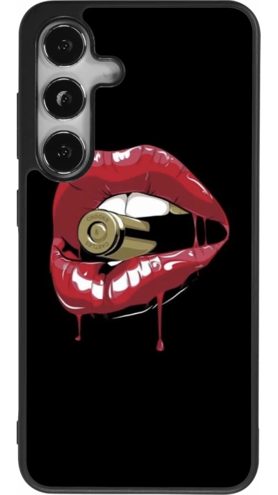 Coque Samsung Galaxy S25 - Silicone rigide noir Lips bullet