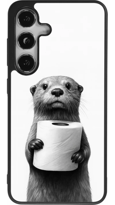 Samsung Galaxy S25 Case Hülle - Silikon schwarz Otter Toilettenpapier