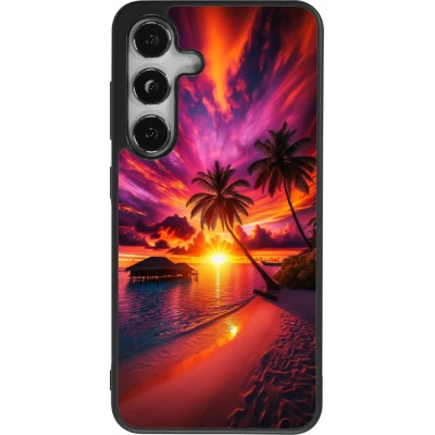 Coque Samsung Galaxy S25 - Silicone rigide noir Maldives Dusk Bliss