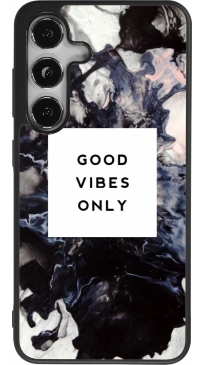 Coque Samsung Galaxy S25 - Silicone rigide noir Marble Good Vibes Only