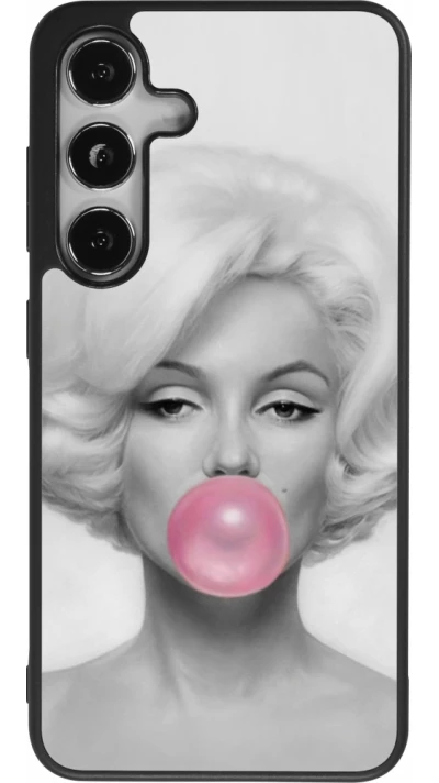Coque Samsung Galaxy S25 - Silicone rigide noir Marilyn Bubble