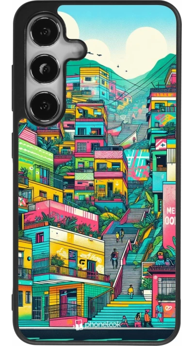 Coque Samsung Galaxy S25 - Silicone rigide noir Medellin Comuna 13 Art