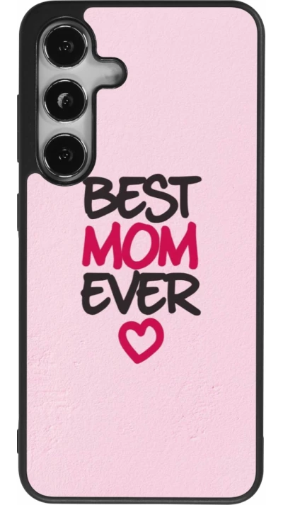 Coque Samsung Galaxy S25 - Silicone rigide noir Mom 2023 best Mom ever pink