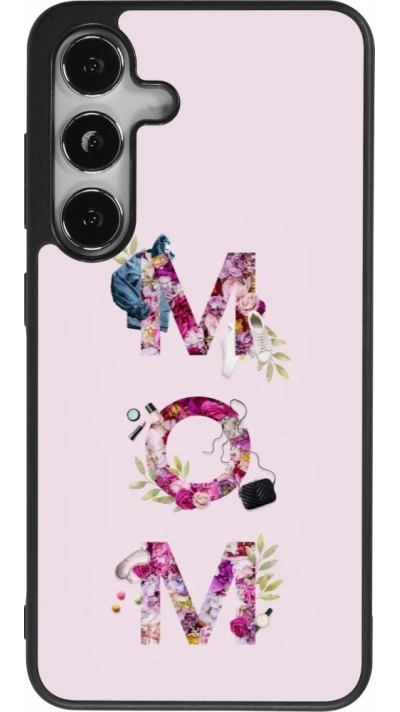 Coque Samsung Galaxy S25 - Silicone rigide noir Mom 2024 girly mom