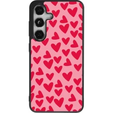 Coque Samsung Galaxy S25 - Silicone rigide noir Mom 2024 petits coeurs