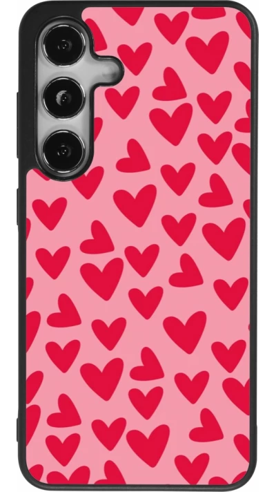 Coque Samsung Galaxy S25 - Silicone rigide noir Mom 2024 petits coeurs