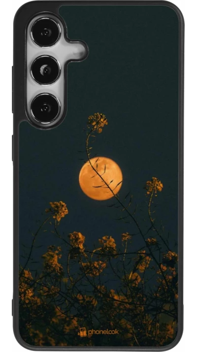 Samsung Galaxy S25 Case Hülle - Silikon schwarz Moon Flowers