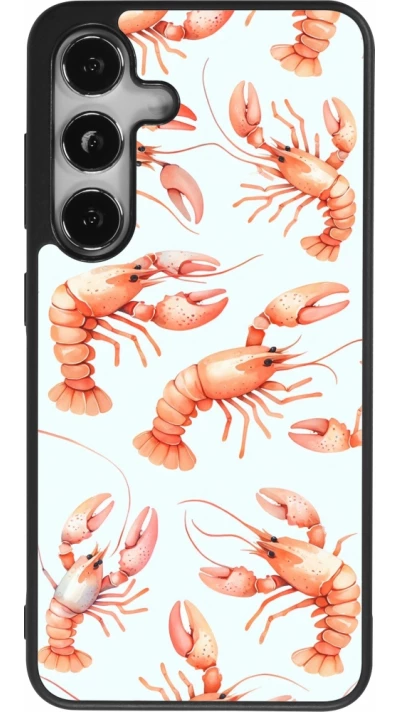 Samsung Galaxy S25 Case Hülle - Silikon schwarz Muster von pastellfarbenen Hummern