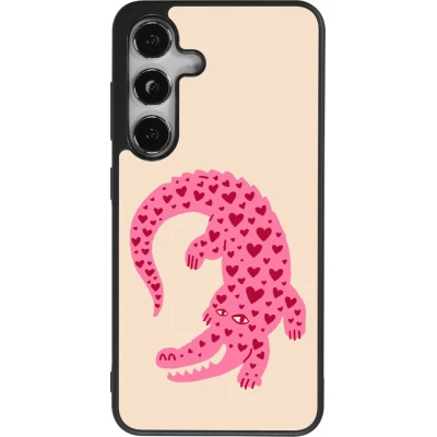 Samsung Galaxy S25 Case Hülle - Silikon schwarz Pink crocodile 2026