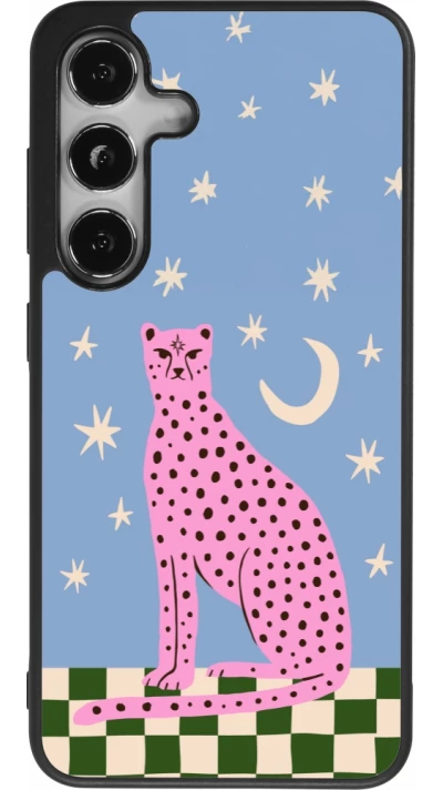Samsung Galaxy S25 Case Hülle - Silikon schwarz Pink leopard with stars 2026