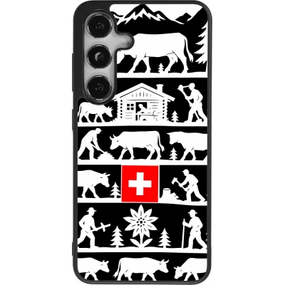 Coque Samsung Galaxy S25 - Silicone rigide noir Poya Suisse 1 noir