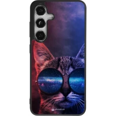 Samsung Galaxy S25 Case Hülle - Silikon schwarz Red Blue Cat Glasses