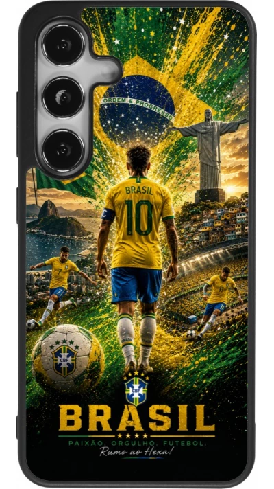 Samsung Galaxy S25 Case Hülle - Silikon schwarz Fussball Brasilien splash 2026