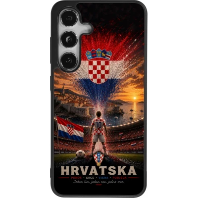 Coque Samsung Galaxy S25 - Silicone rigide noir Football Croatie splash 2026