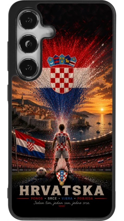 Samsung Galaxy S25 Case Hülle - Silikon schwarz Fussball Kroatien splash 2026