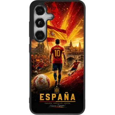 Coque Samsung Galaxy S25 - Silicone rigide noir Football Espagne splash 2026