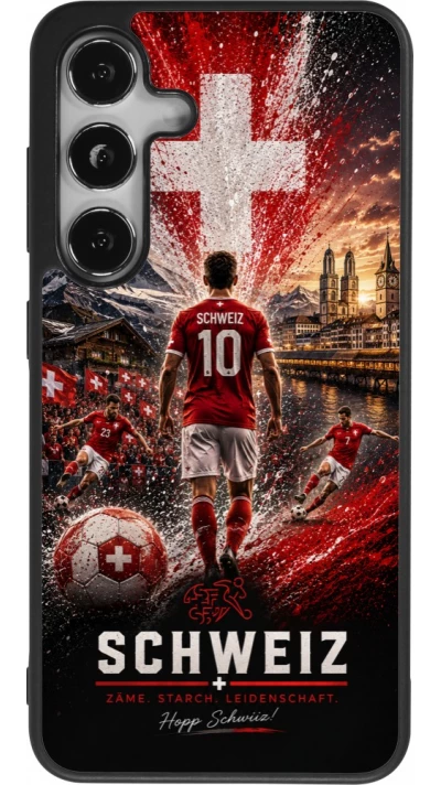 Samsung Galaxy S25 Case Hülle - Silikon schwarz Fussball Schweiz splash 2026