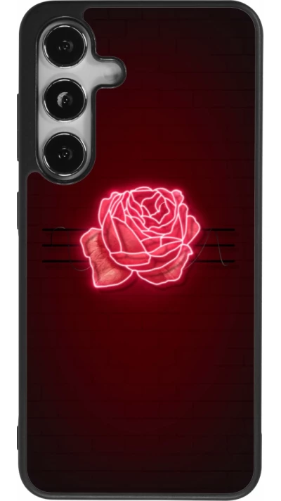 Coque Samsung Galaxy S25 - Silicone rigide noir Spring 23 neon rose