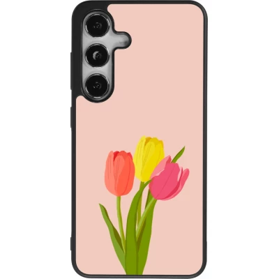 Coque Samsung Galaxy S25 - Silicone rigide noir Spring 23 tulip trio
