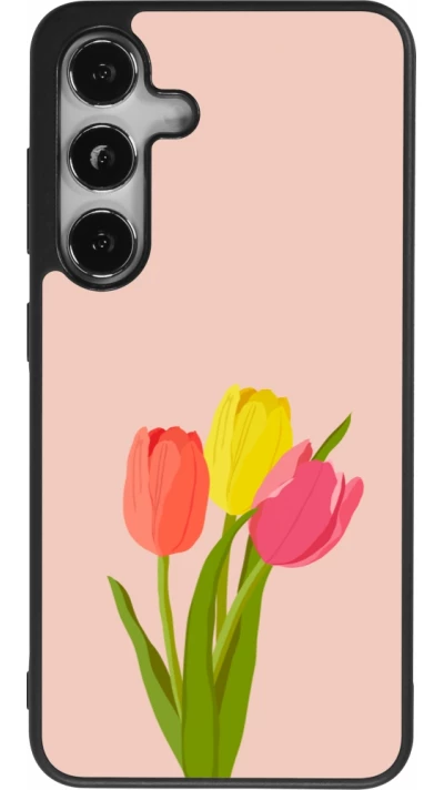 Coque Samsung Galaxy S25 - Silicone rigide noir Spring 23 tulip trio