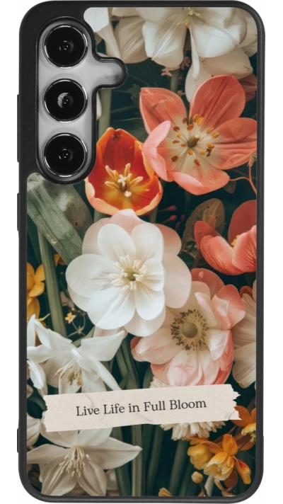 Samsung Galaxy S25 Case Hülle - Silikon schwarz Full Bloom Spring 2026