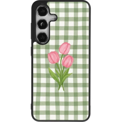 Coque Samsung Galaxy S25 - Silicone rigide noir Green vichy tulips Spring 2026
