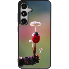 Coque Samsung Galaxy S25 - Silicone rigide noir Ladybird on a mushroom Spring 2026