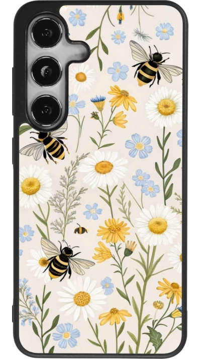 Coque Samsung Galaxy S25 - Silicone rigide noir Pattern bees Spring 2026