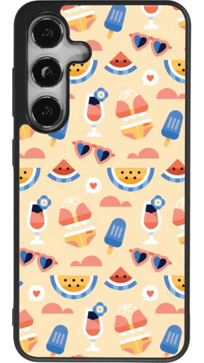 Coque Samsung Galaxy S25 - Silicone rigide noir Pattern Summer 2026
