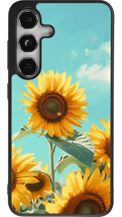 Coque Samsung Galaxy S25 - Silicone rigide noir Sunflowers Summer 2026