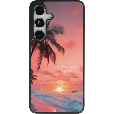 Coque Samsung Galaxy S25 - Silicone rigide noir Watch more sunsets Summer 2026