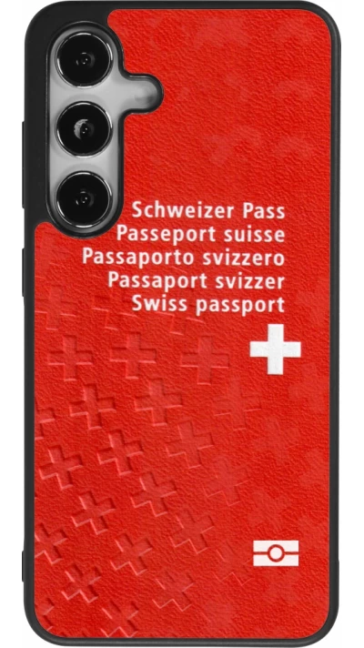 Coque Samsung Galaxy S25 - Silicone rigide noir Swiss Passport