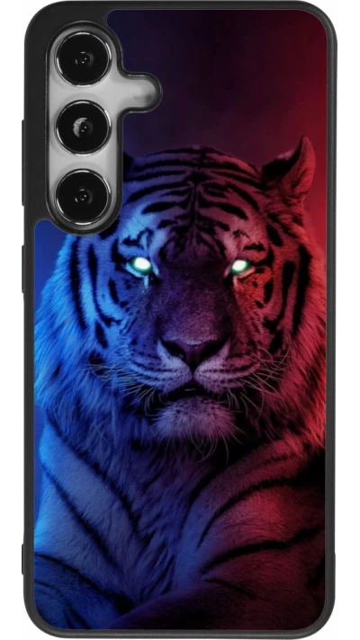 Coque Samsung Galaxy S25 - Silicone rigide noir Tiger Blue Red