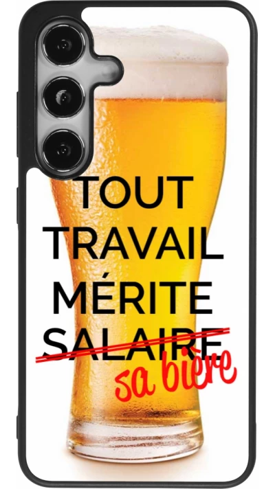 Coque Samsung Galaxy S25 - Silicone rigide noir Tout travail mérite sa bière